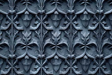 Poster - Sophisticated black classical 3d pattern. Gothic ornament. inspired by the gothic architecture. Background image. Created with Generative AI technology.