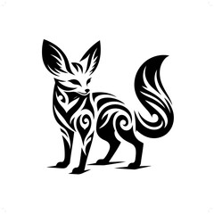 Wall Mural - Fennec fox; fox in modern tribal tattoo, abstract line art of animals, minimalist contour. Vector