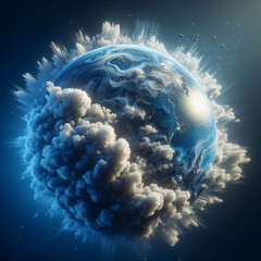 Wall Mural - blue planet in space