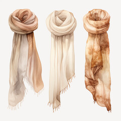 Wall Mural - set of four women's winter scarves сreated with Generative Ai