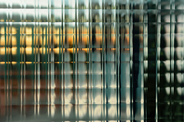 Poster - Ripple glass texture. Textured glass with reflections. Abstract background image. Created with Generative AI technology.