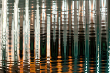 Poster - Ripple glass texture. Textured glass with reflections. Abstract background image. Created with Generative AI technology.