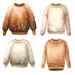 Wall Mural - set of women's knitted sweaters сreated with Generative Ai