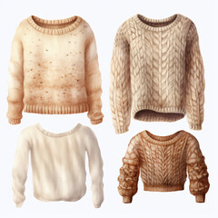 Wall Mural - set of women's knitted sweaters сreated with Generative Ai