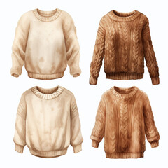 Wall Mural - set of women's knitted sweaters сreated with Generative Ai