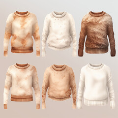 Wall Mural - set of women's knitted sweaters сreated with Generative Ai