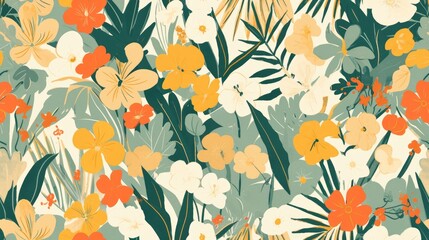 Poster - A trendy and chic floral pattern perfect for summer with a minimalistic tropical vibe