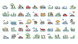 180 outline mini concept icons symbols of entertain