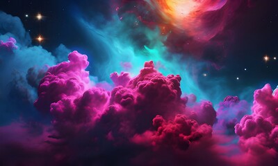 Nebula clouds abstract background with vibrant Cosmic hues
