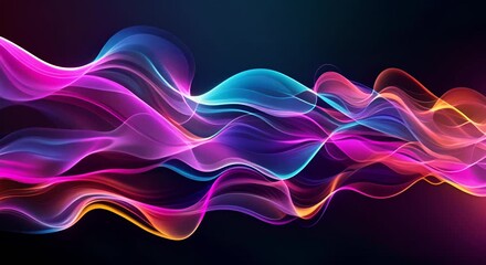 Colorful, abstract digital waves flowing across a dark, sophisticated background