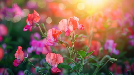 Wall Mural - Sweet pea growing in the garden