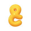 Symbols ampersand. Sign yellow color. Realistic 3d design in cartoon balloon style. Isolated on white background. vector illustration