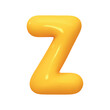 letter Z. letter sign yellow color. Realistic 3d design in cartoon balloon style. Isolated on white background. vector illustration