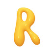 letter R. letter sign yellow color. Realistic 3d design in cartoon liquid paint style. Isolated on white background. vector illustration