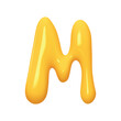 letter M. letter sign yellow color. Realistic 3d design in cartoon liquid paint style. Isolated on white background. vector illustration