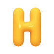 letter H. letter sign yellow color. Realistic 3d design in cartoon balloon style. Isolated on white background. vector illustration