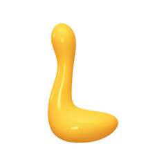 Aufkleber - letter L. letter sign yellow color. Realistic 3d design in cartoon liquid paint style. Isolated on white background. vector illustration