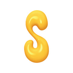 Aufkleber - letter S. letter sign yellow color. Realistic 3d design in cartoon liquid paint style. Isolated on white background. vector illustration