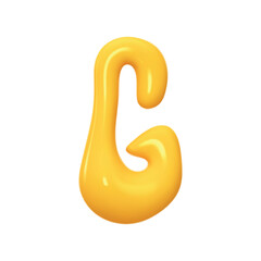 Aufkleber - letter G. letter sign yellow color. Realistic 3d design in cartoon liquid paint style. Isolated on white background. vector illustration