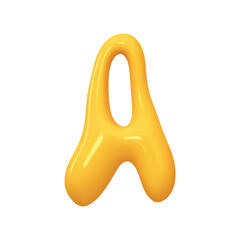 Aufkleber - letter A. letter sign yellow color. Realistic 3d design in cartoon liquid paint style. Isolated on white background. vector illustration