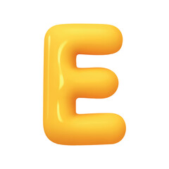 Poster - letter E. letter sign yellow color. Realistic 3d design in cartoon balloon style. Isolated on white background. vector illustration