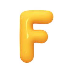 Poster - letter F. letter sign yellow color. Realistic 3d design in cartoon balloon style. Isolated on white background. vector illustration