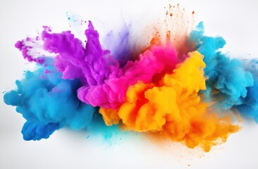 Wall Mural - abstract powder splatted background. colorful powder explosion on white background
