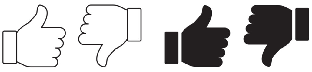 Wall Mural - Thumb up and thumb down icon set. Like dislike symbol vector illustration.