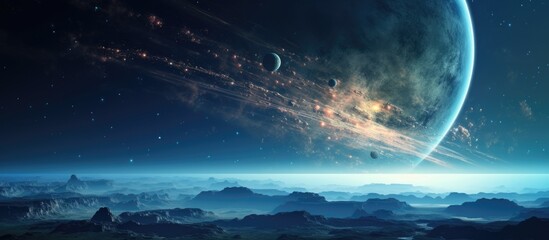 Wall Mural - a distant planet with a shining star
