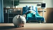A piggy bank with a hospital patient in the background, underscoring the importance of health savings concept of Financial wellness for emergency situation