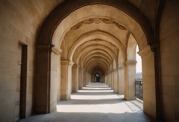  Generative AI illustration of architectural photograph of the inside wall and arches