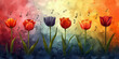 Colorful flowers intertwined with musical notes in a lively painting banner