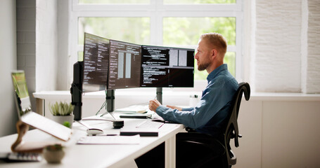 Poster - Web Developer Coding On Computer