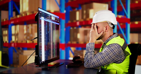 Poster - Unhappy Worker At Warehouse