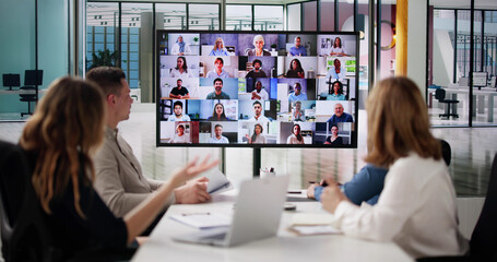 Poster - Group Of Businesspeople Having Video Conference