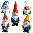 A series of hand-painted garden gnomes Transparent Background Images 