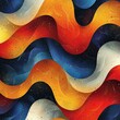Seamless abstract colorful wave pattern with grain effect applied, generative AI
