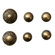 A set of antique brass door knobs with ornate designs Transparent Background Images 