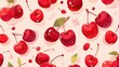 Experience the charm of a delightful cherry pattern perfect for enhancing textiles wrapping paper and wallpapers with its sweet essence of ripe cherries