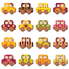 Wall Mural - Scrapbook decorative cars toys on white background set collection art decor design	
