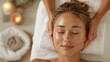 © HikikomorAI - Tranquil Spa Experience, Therapist's Soothing Head Massage for Relaxed Woman