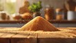 pile tons of brown sugar in cafe or kitchen background setting