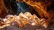 pile tons of diamond raw stone in cave mine background setting