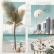 Contemporary art collage of Florida Miami Beach vibes.