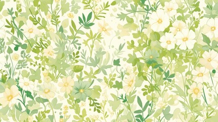 Canvas Print - Discover a charming floral design featuring a hand drawn 2d pattern perfect for adding a touch of nature to your projects This spring inspired backdrop showcases a delightful blend