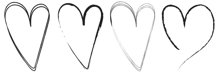 Wall Mural - hand drawn hearts. hand drawn love symbol collection. grunge illustrated heart set. vector illustrat