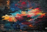 Fototapeta  - A vibrant street art masterpiece splashed across the worn bricks, igniting the urban landscape with color.