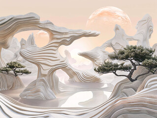 dreamscape where surreal organic forms morph and shift, creating a constantly evolving landscape of 