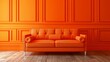 Modern orange living room interior with comfortable sofa