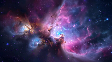 Nebula and galaxies in space. Abstract cosmos background